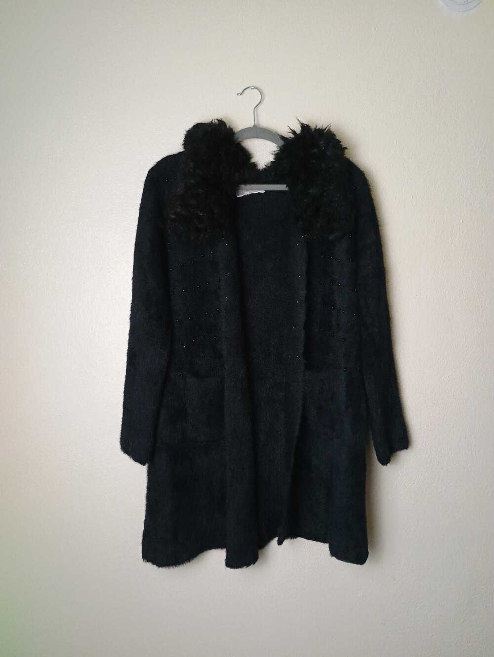 Liquid By Sioni L Black Teddy Jacket with Faux Fur Collar